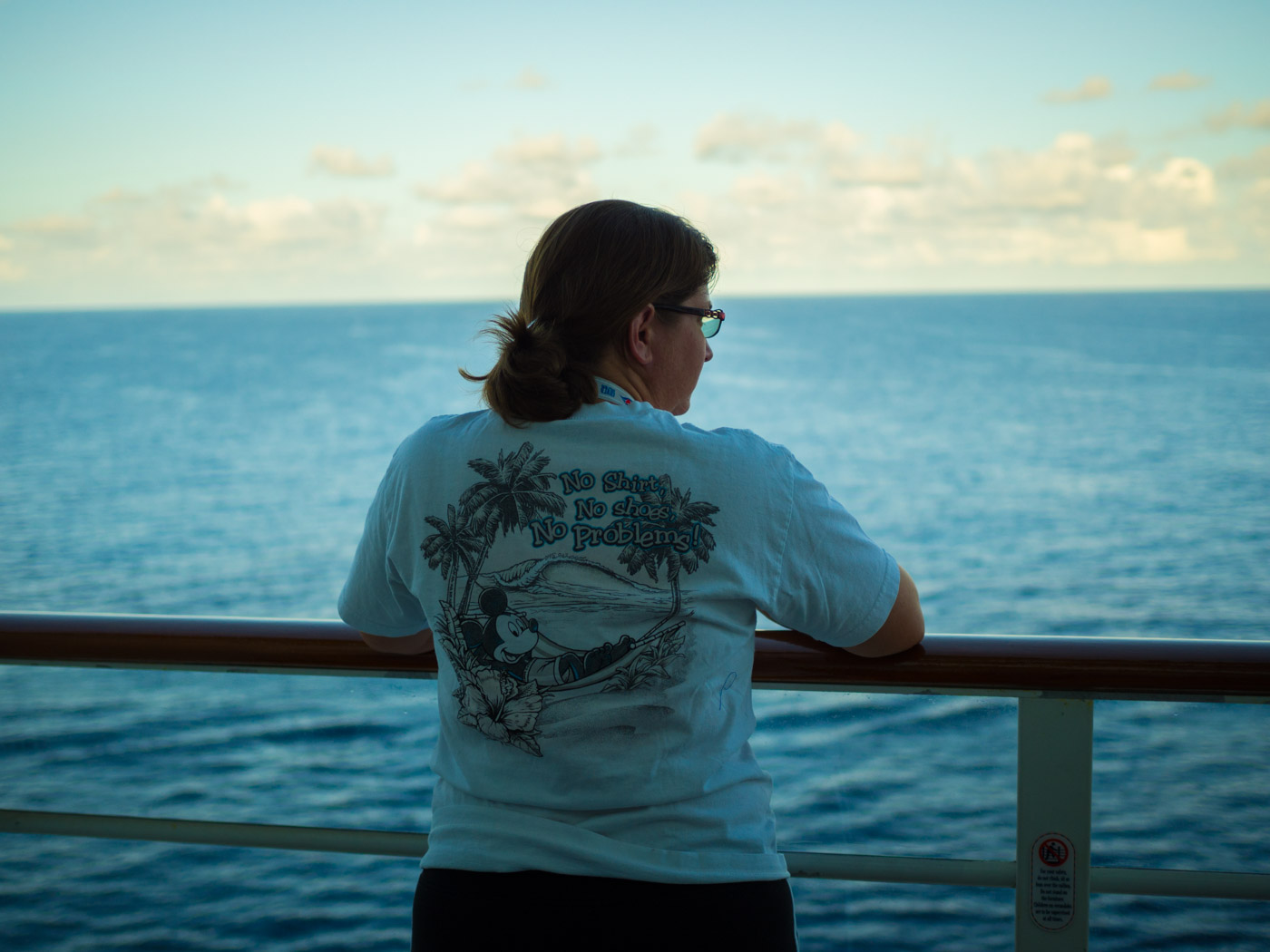 Laura checks out the morning view from our verandah.