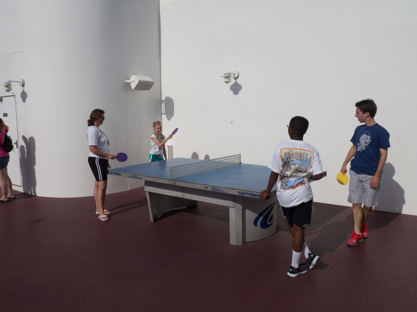 Some of the kids play ping pong…