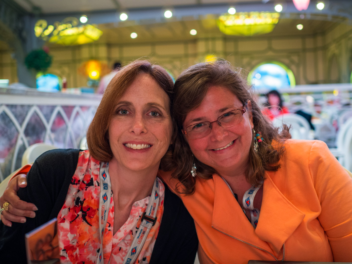 Girls at dinner in the Enchanted Garden.