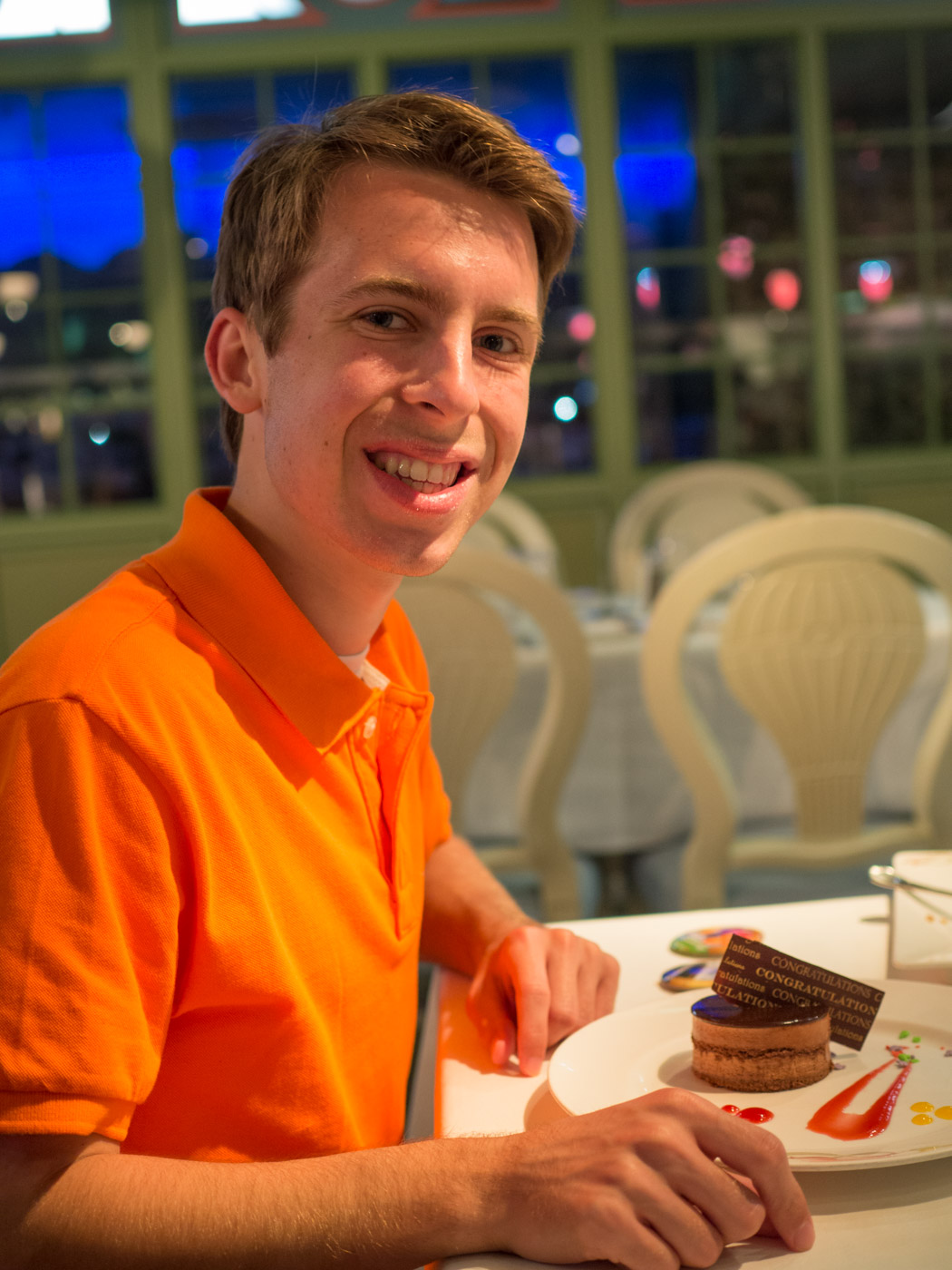 Zach with his special dessert to celebrate his high school graduation.