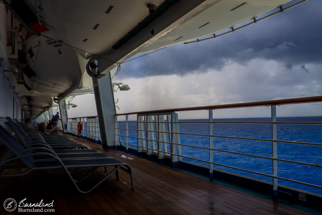 Sailing along on the open sea.