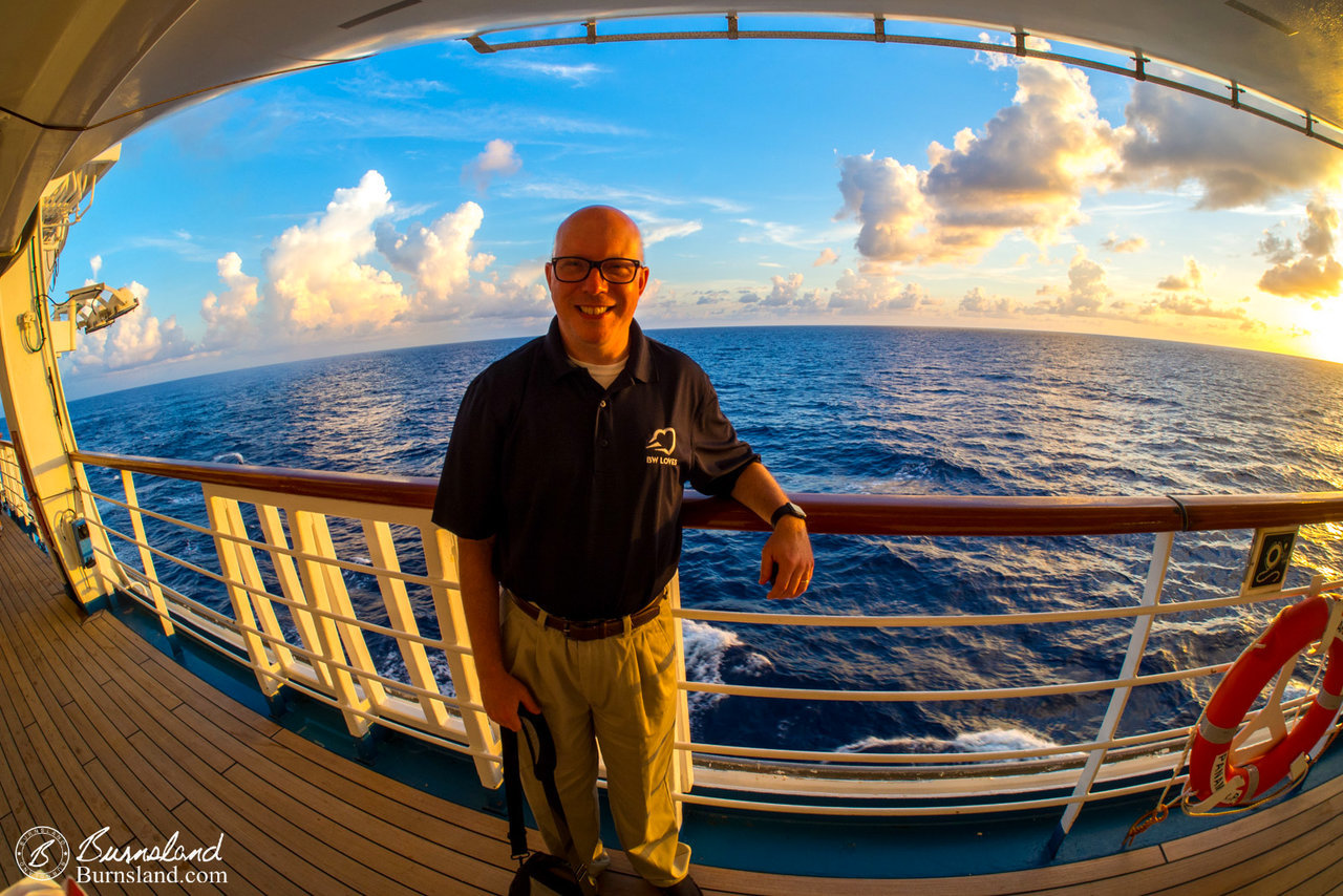 Steve in his (un)natural habitat - sunset on a cruise. But it could become natural very quickly.