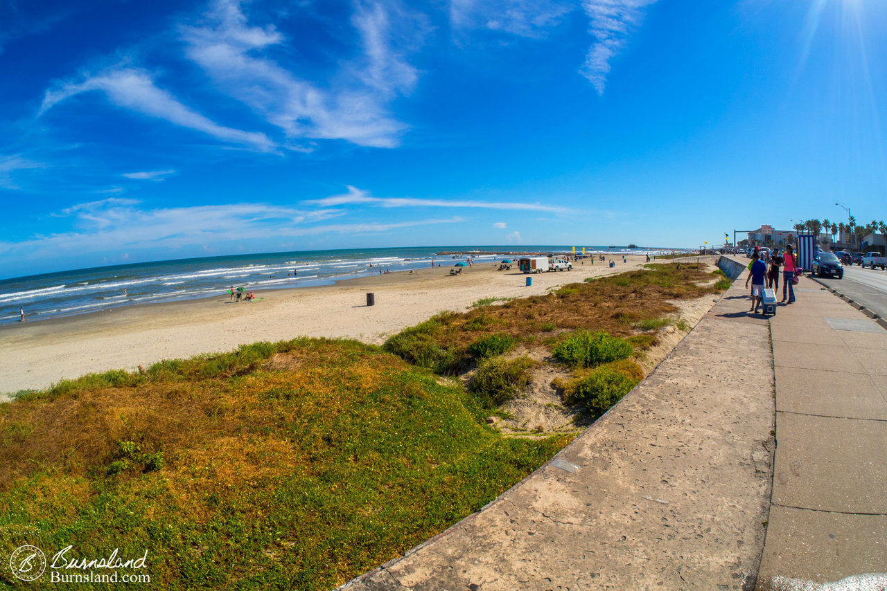 The view from on top of the beach wall.