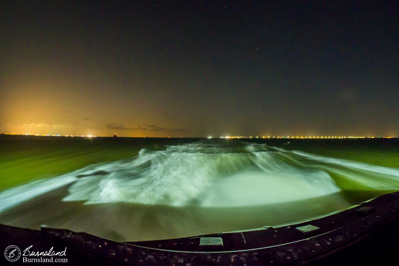 The view from the back of the ferry. Check out those stars overhead!