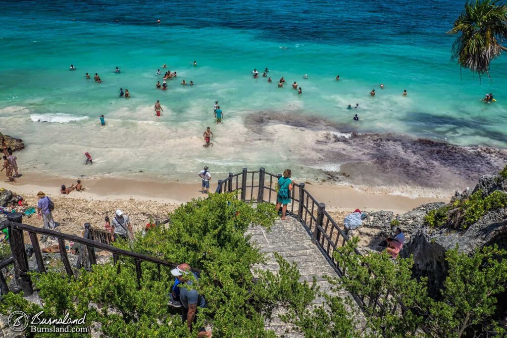 The stairs down to the beach.