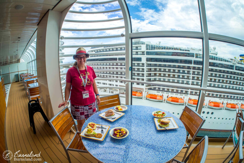 Laura and lunch on the ship