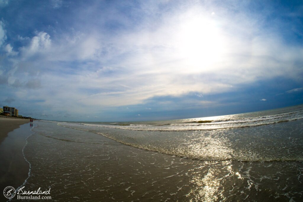 Sun on the beach at Cocoa Beach, Florida