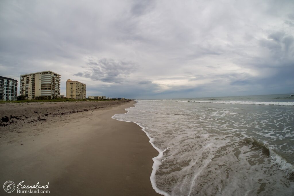 The view down the mostly deserted beach