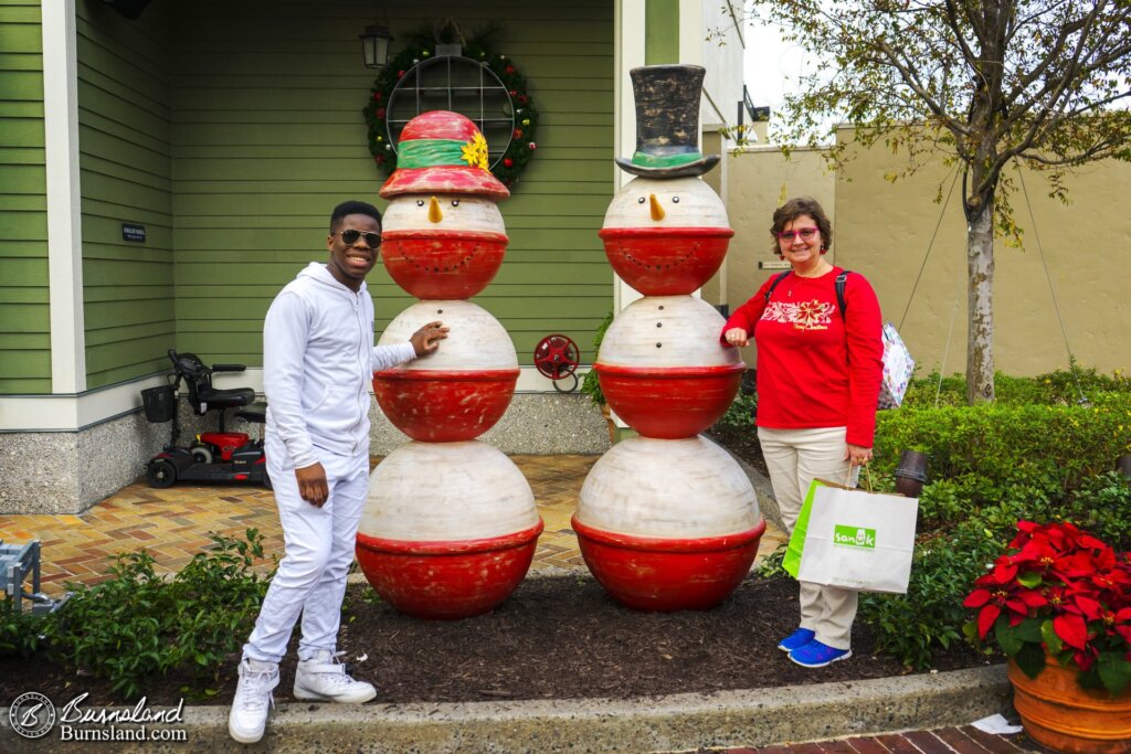 Cool fishing bobber snowmen at the Boathouse restaurant at Disney Springs