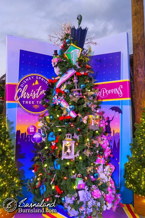 The Mary Poppins tree on the Disney Springs Christmas Tree Trail 