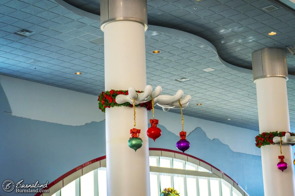 There were some rather unique Christmas decorations in the Disney Cruise Line Terminal. Those hands look familiar!