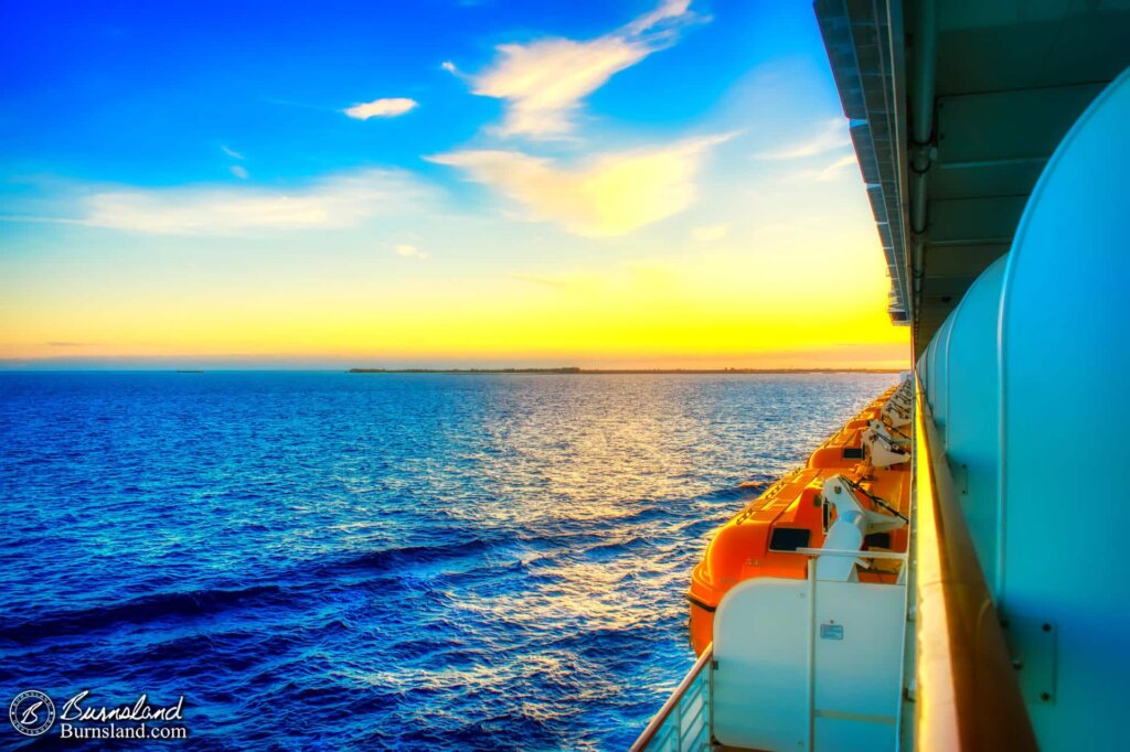 Arriving at Castaway Cay in the early morning hours. Who gets up this early on vacation?