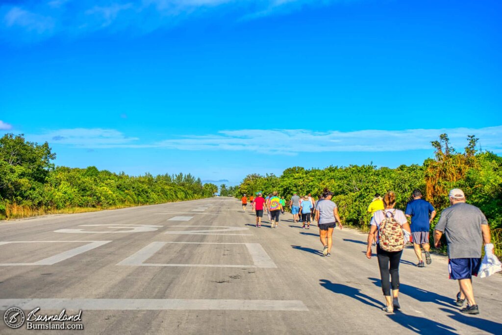 Walking on the runway. As opposed to those way out in front who were running on the walkway by this time.