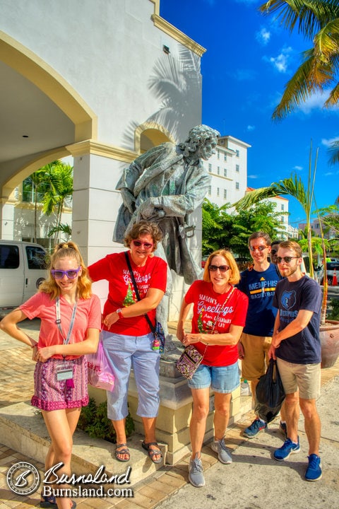 The family with Woodes Rogers, with Jaylin hiding behind Brant and Zach