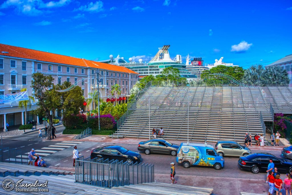 Bleachers and ships in Nassau