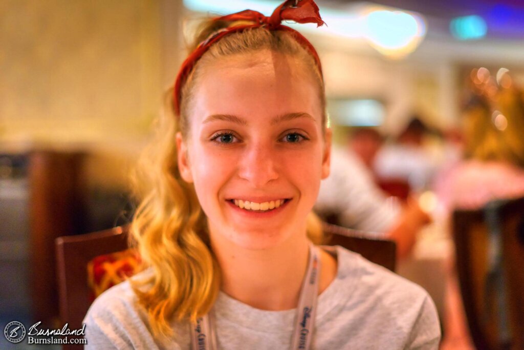 Katie at Pirate Night dinner during our Disney Cruise