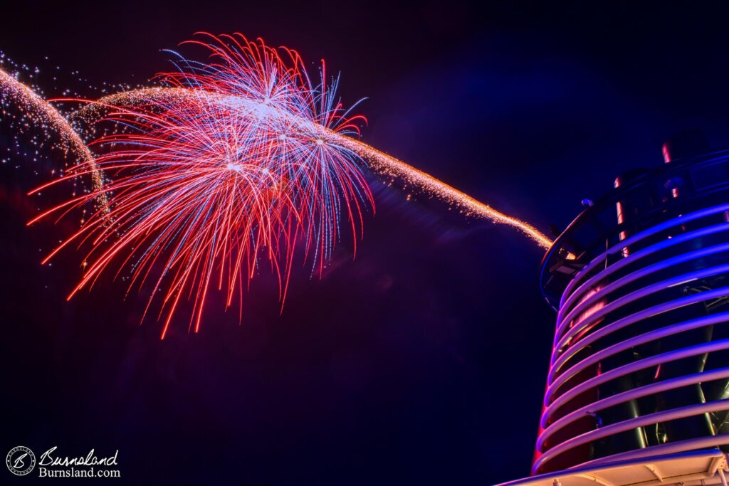 Fireworks at sea part 1 during our Disney Cruise