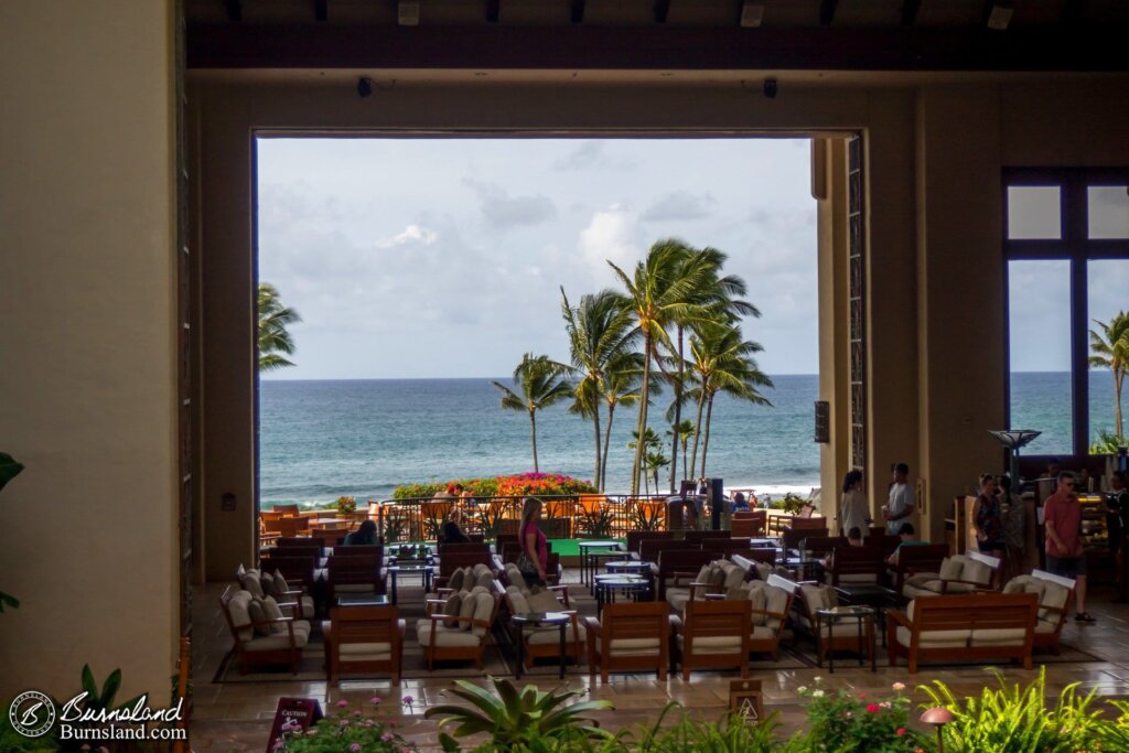 Looking through the hotel lobby, literally.