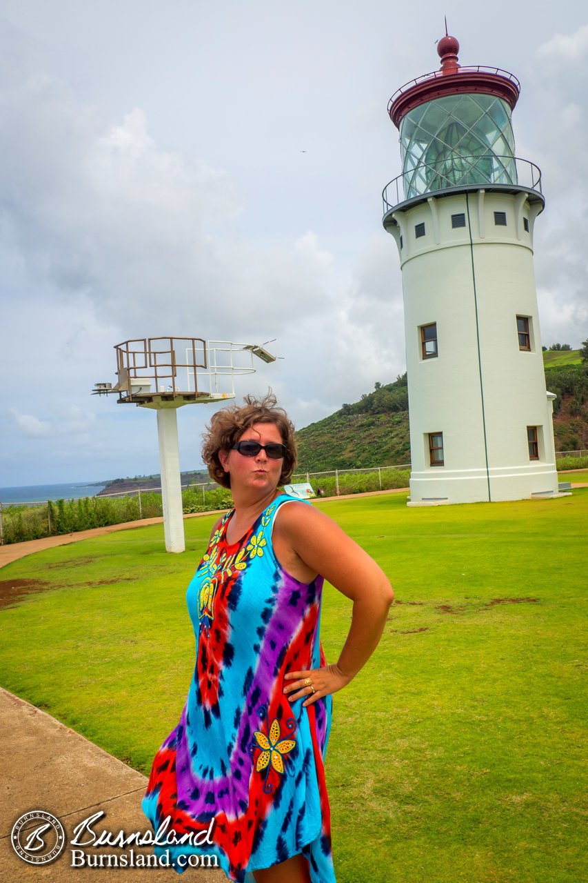 Laura and her lighthouse poses.