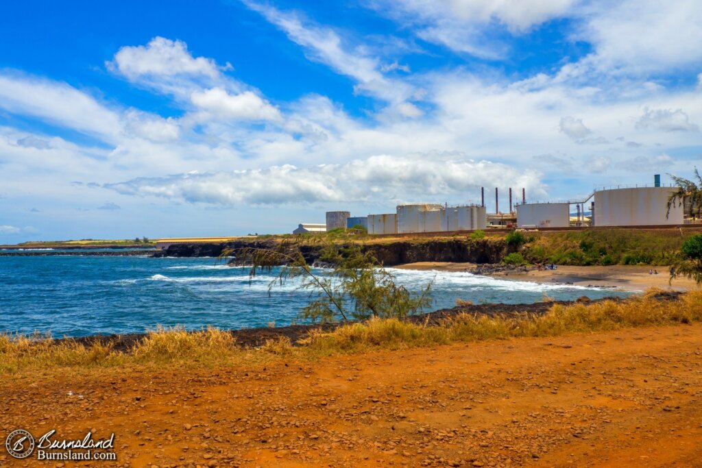 The industrial area behind the beach, seen as we walked to the cemetery.