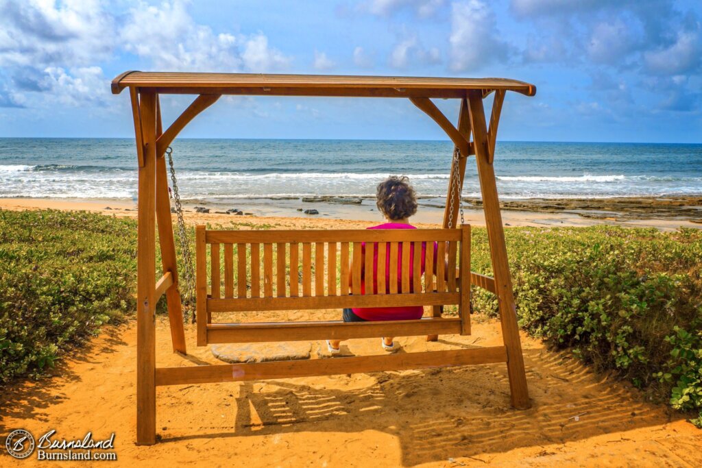 In a swing on the beach at Kauai