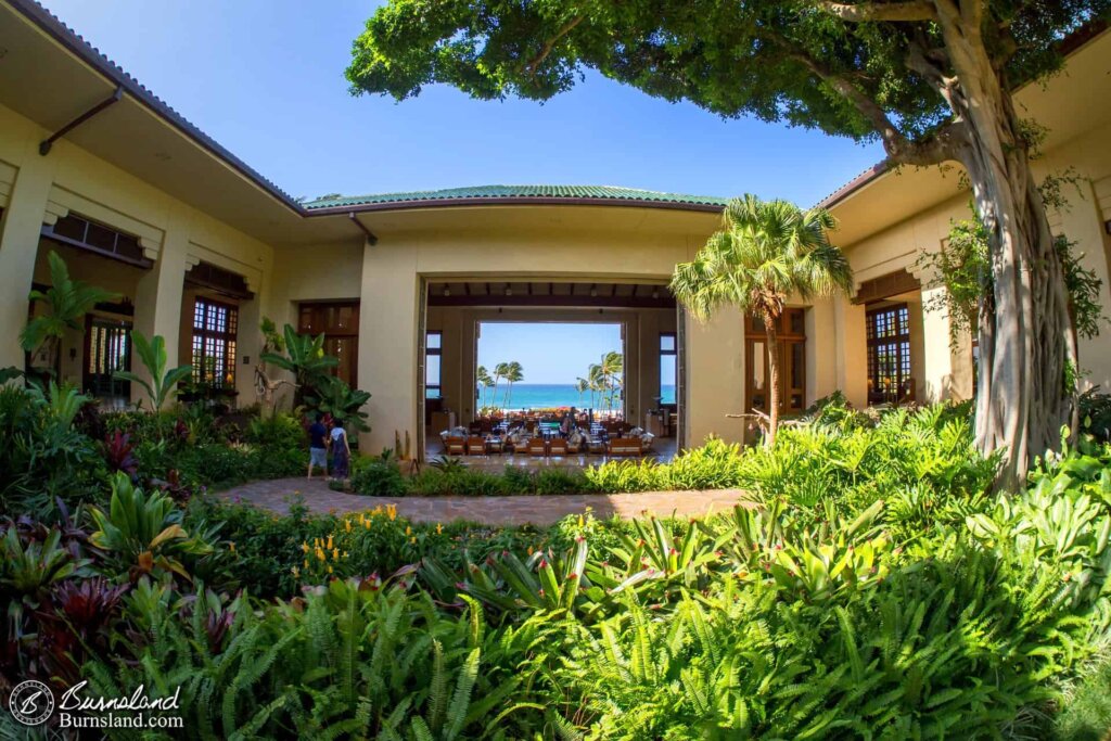 Inside the outside lobby area of the Grand Hyatt Resort