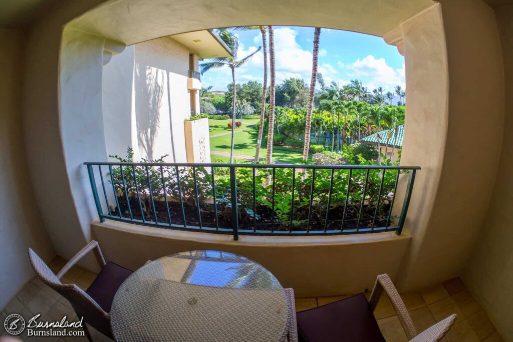 A lanai with a view. We enjoyed spending time sitting in those chairs and looking out at the scenery