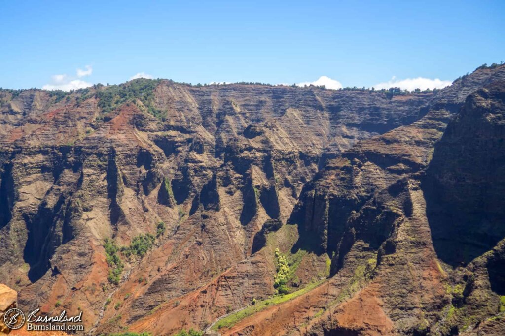 The view from inside Waimea Canyon. Similar to the view from the top of the ridge, but lower.