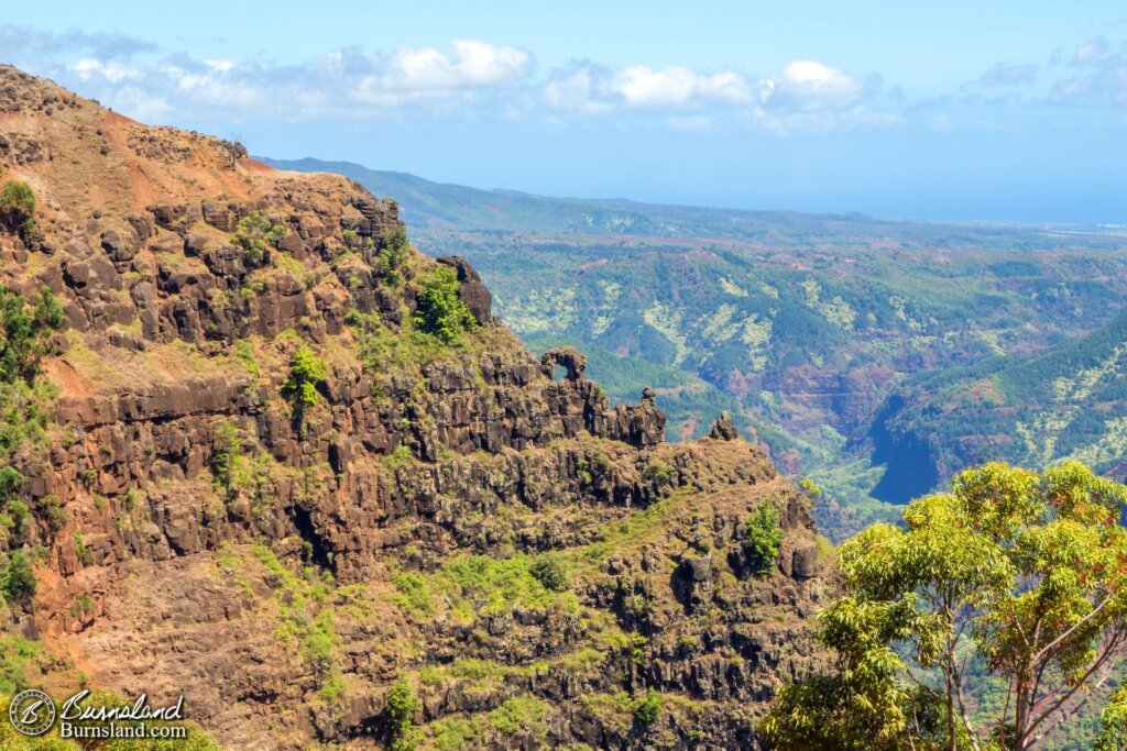 One last look at Waimea Canyon as we made our way out of it. See the hole in the rock? We thought it was cool!