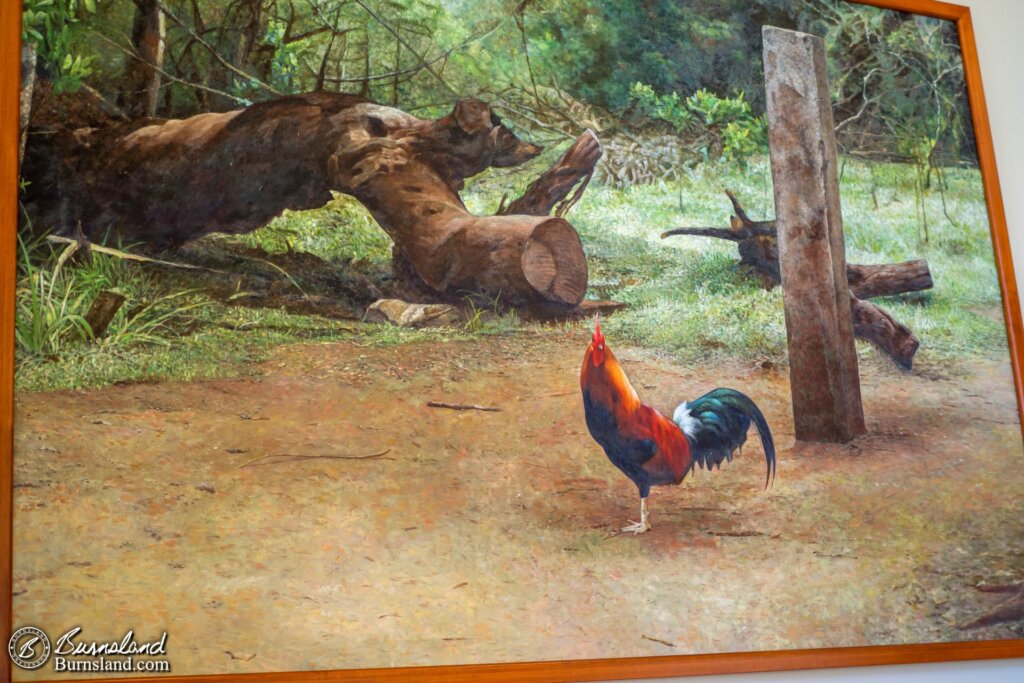 Not a photo of a chicken this time around, but a photo of a painting of a chicken. Chickens are art, you know.