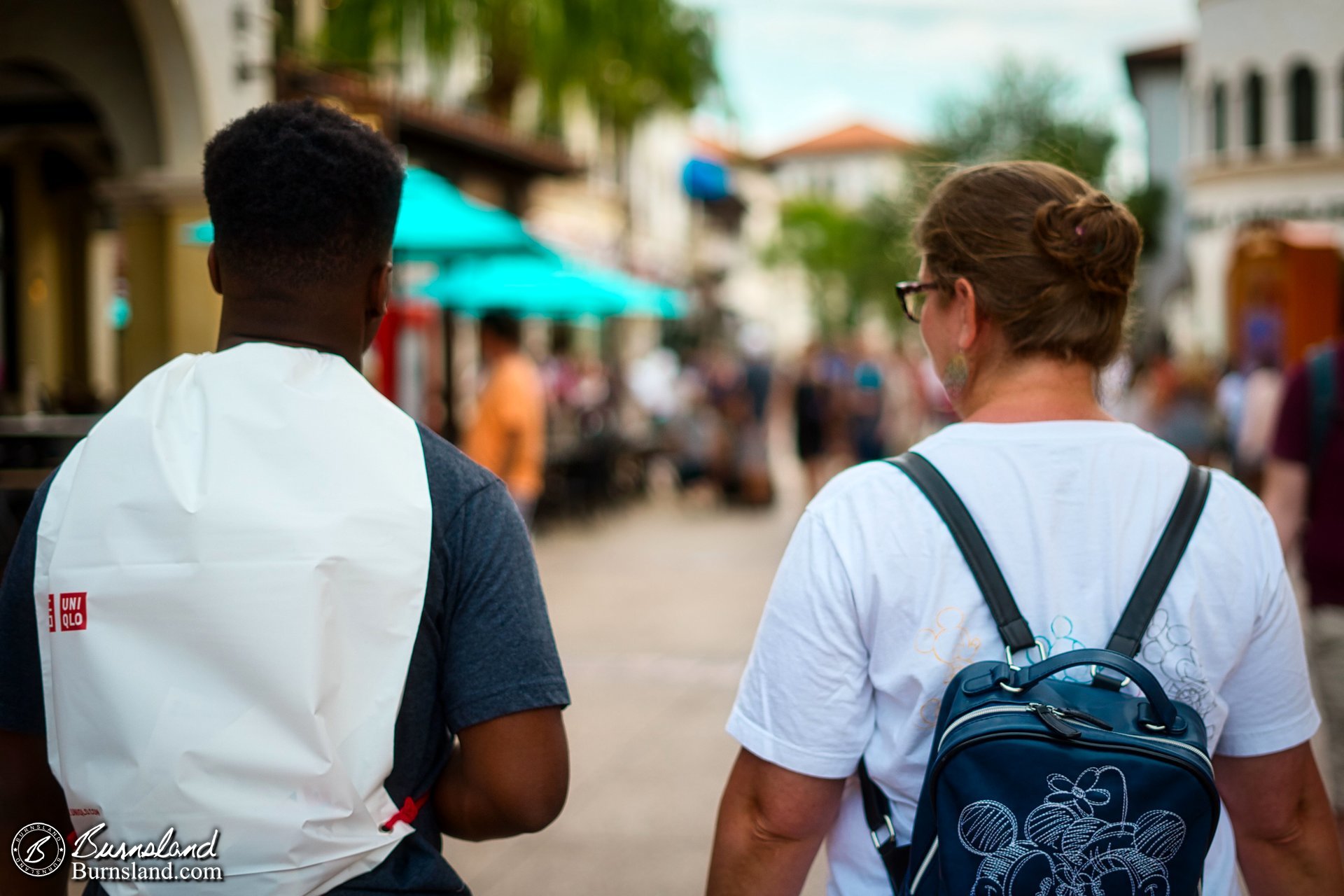 Walking along outside at Disney Springs