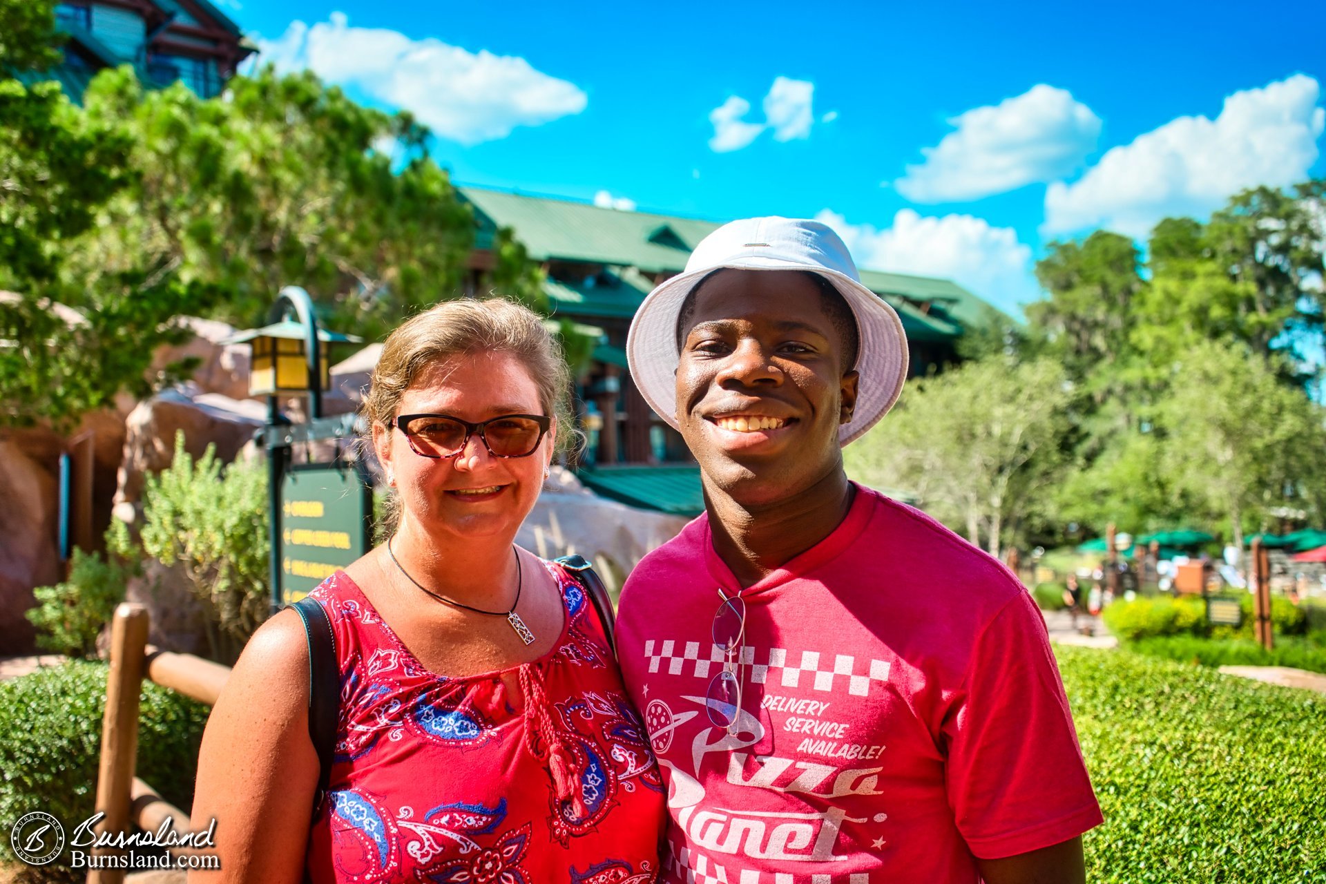 Laura and Jaylin outside at the Wilderness Lodge