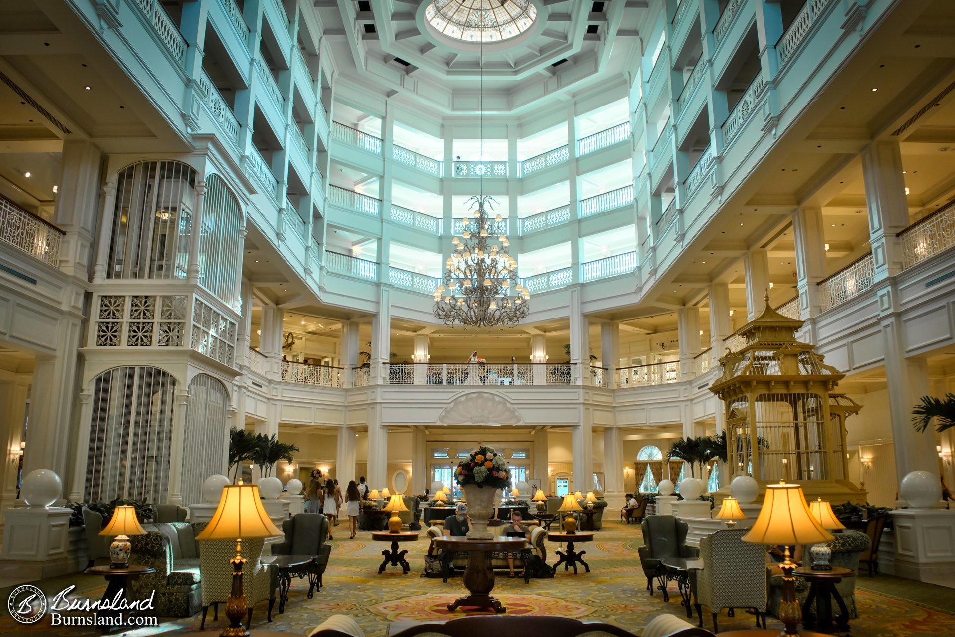 Inside the Grand Floridian. You can see the bride from the photo shoot at the second level.