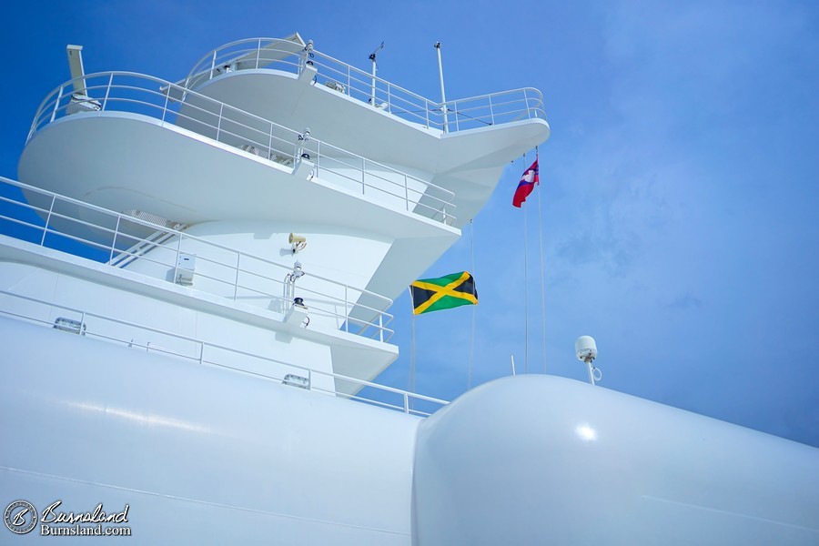 The Disney Fantasy cruise ship flying the Jamaica flag