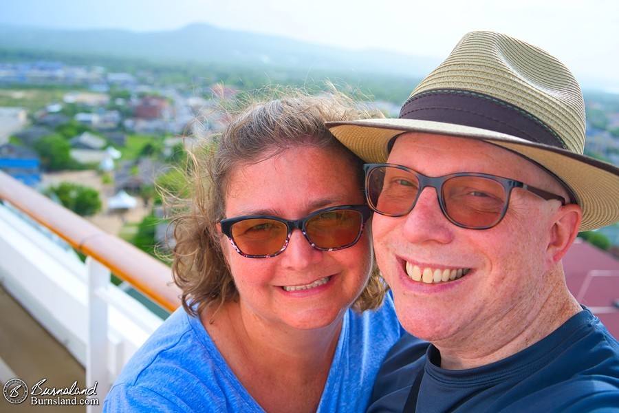 On the Disney Fantasy, with Falmouth, Jamaica, in the background