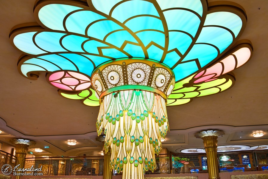 The grand chandelier in the Atrium Lobby of the Disney Fantasy