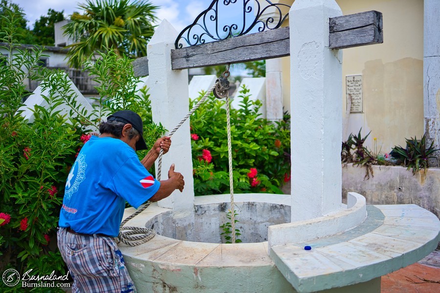 Water from a well at a cemetery in Cozumel, Mexico