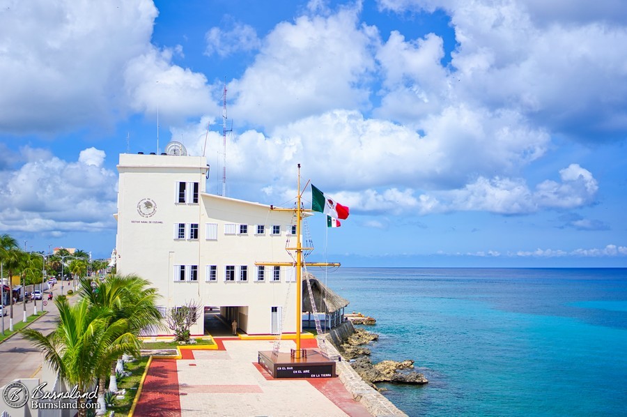 Look at that beautiful sky and water of Cozumel! And I took this for the Mexican flag, too. Just to show that we were there.