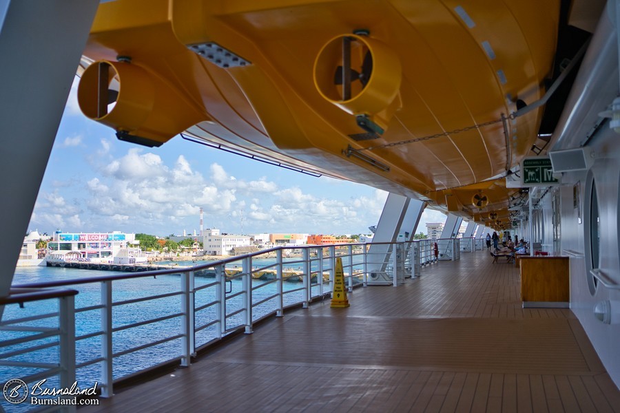 Cozumel as seen from under the lifeboats on the Deck 4 Promenade