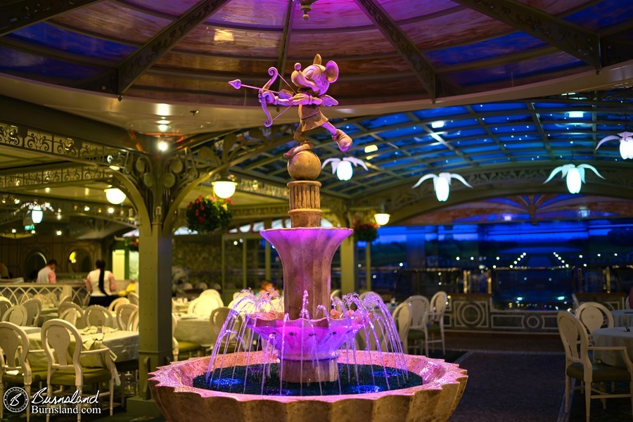 The Mickey Fountain in the Enchanted Garden restaurant