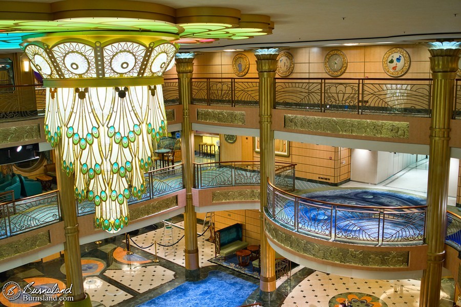 The nearly-empty Disney Fantasy Atrium Lobby