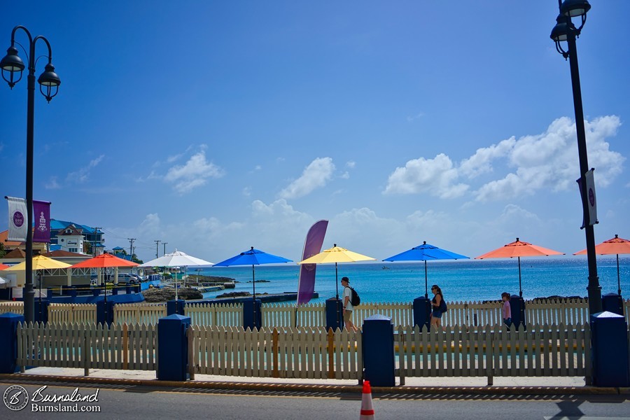 Walking along the street near the shore in George Town, Grand Cayman