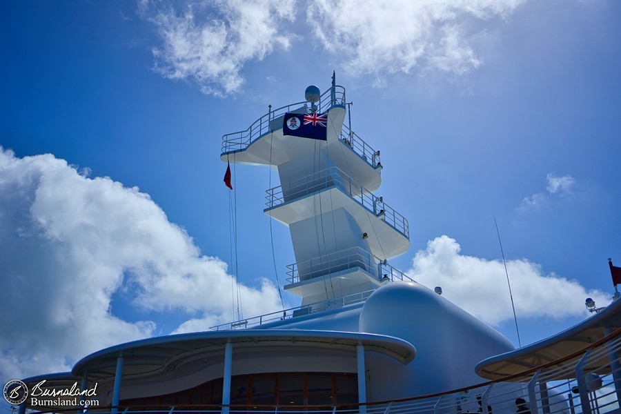 Flying the Cayman Islands flag on the Disney Fantasy cruise ship