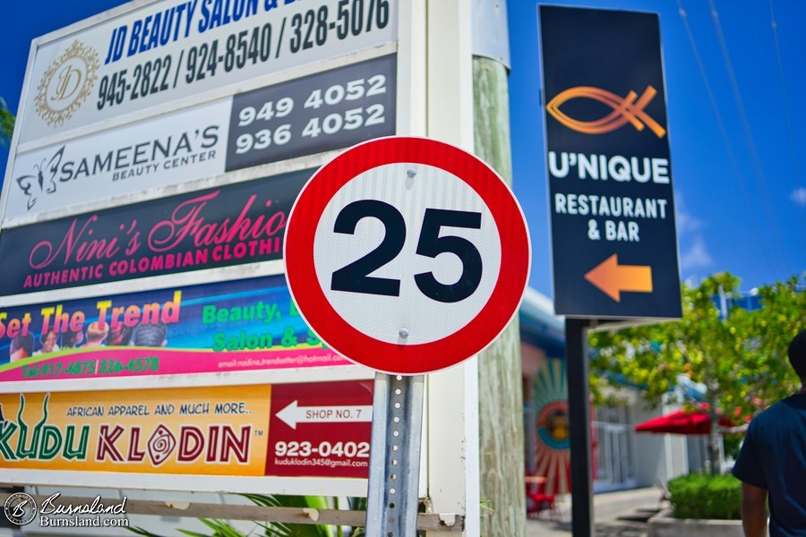 25 kilometers per hour sign in George Town, Grand Cayman