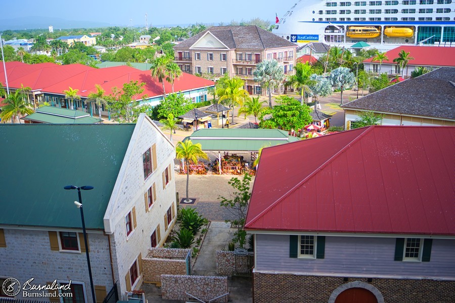 Looking down into the village of the Falmouth port in Jamaica.