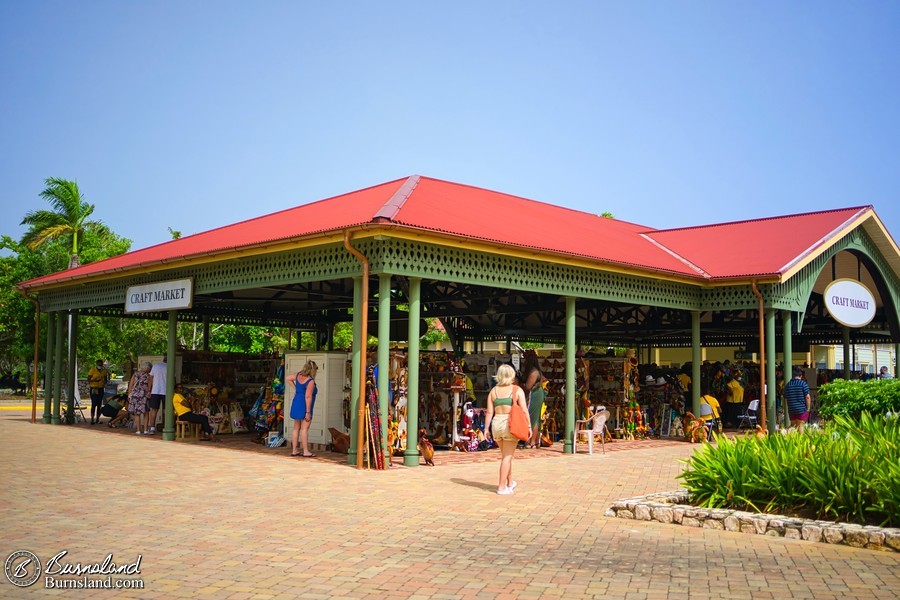 A craft market in the port village in Falmouth, Jamaica