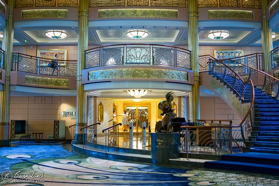 The Atrium Lobby and Royal Court restaurant on the Disney Fantasy