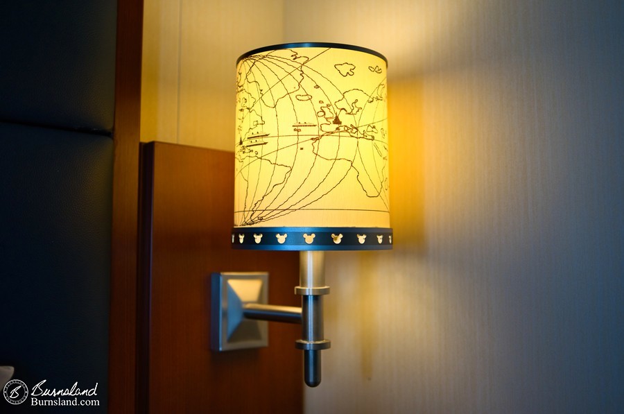 Bedside lamp on the Disney Fantasy during our Disney Cruise