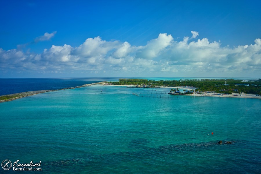 Checking out the Castaway Cay view at breakfast