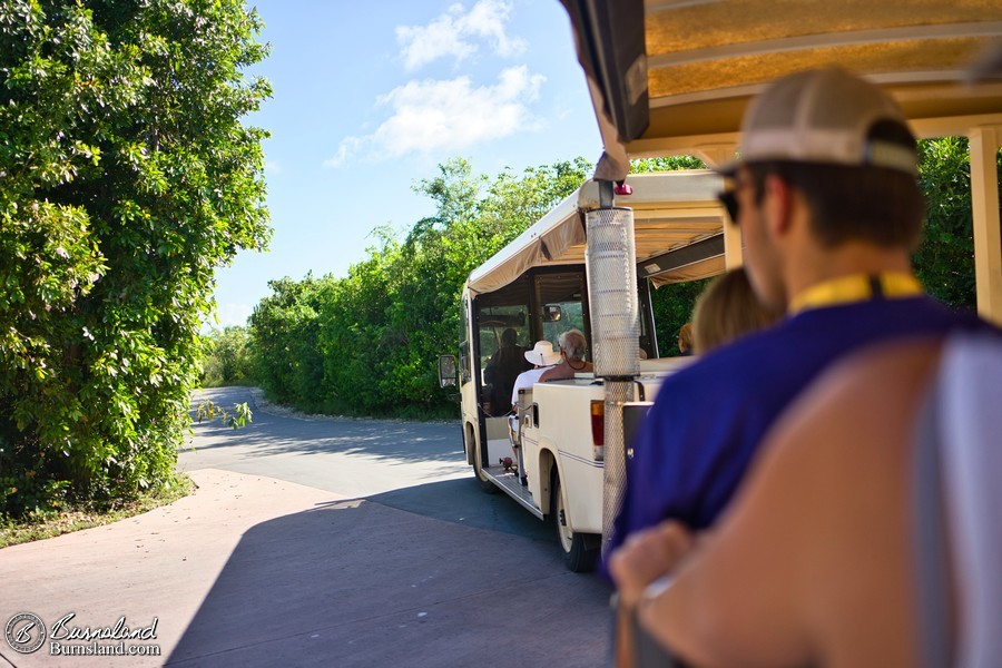 Tram to Serenity Bay on Castaway Cay